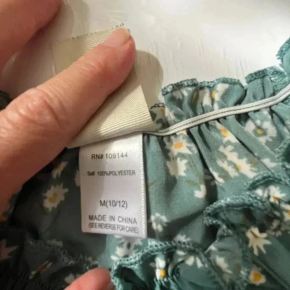 Lily Bleu Child 10-12 Blouse Peasant  Cap Sleeve Ruched Side Tie Classic Cottage - Picture 3 of 8